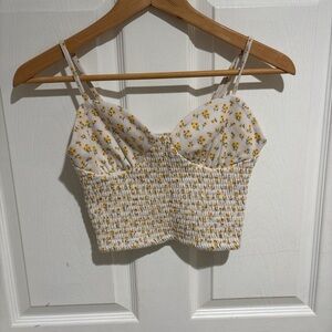 Forever 21 Floral Crop top - White and Yellow
